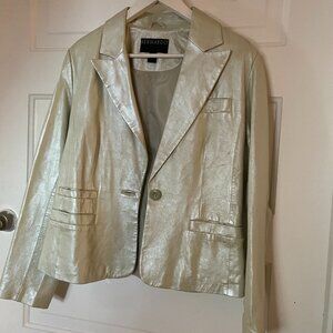 Bernardo Green Metallic Leather Blazer